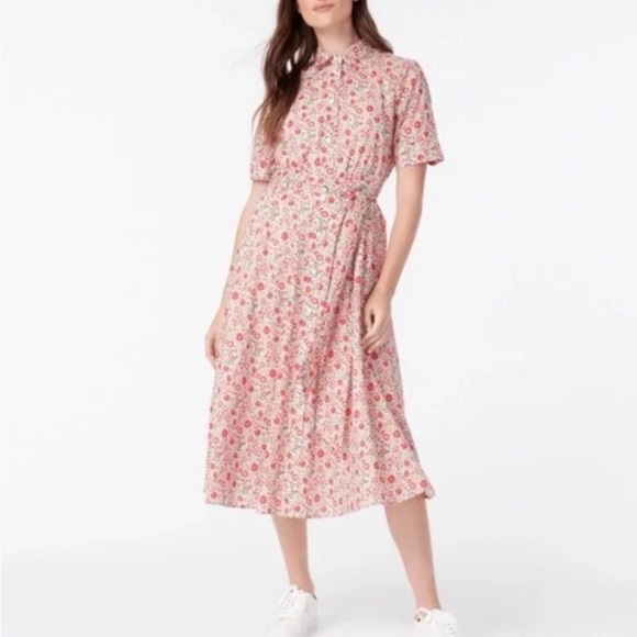 J.Crew Liberty floral Belted Midi Dress size 2P - Picture 2 of 8